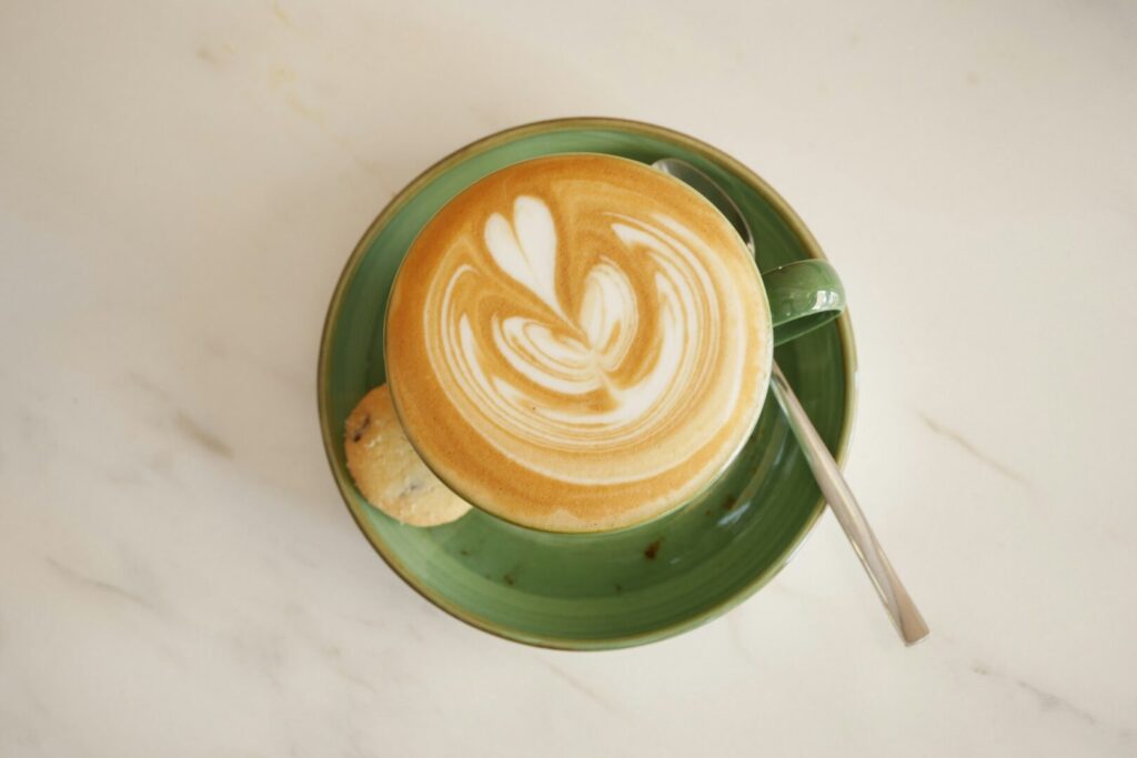 Coffee cup on wood table