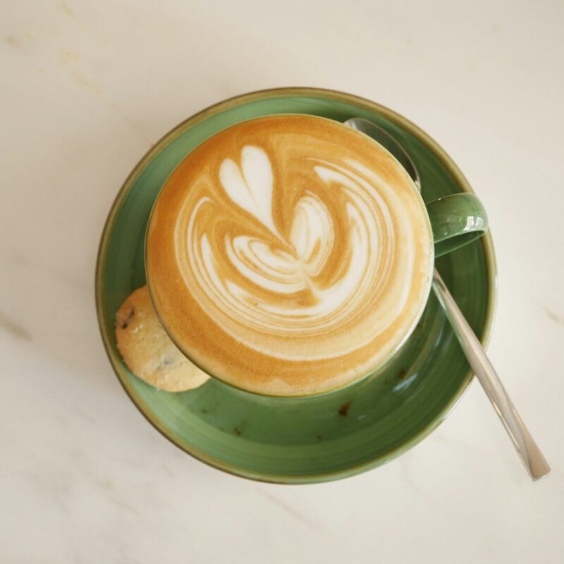 Coffee cup on wood table